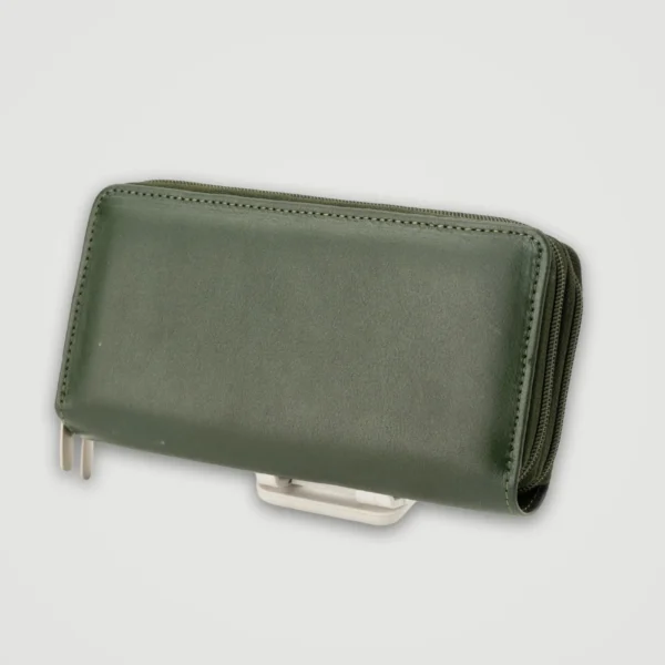High-Capacity Forest Green Leather Wallet
