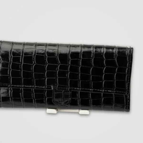 Black Shine Croc Organizer Wallet